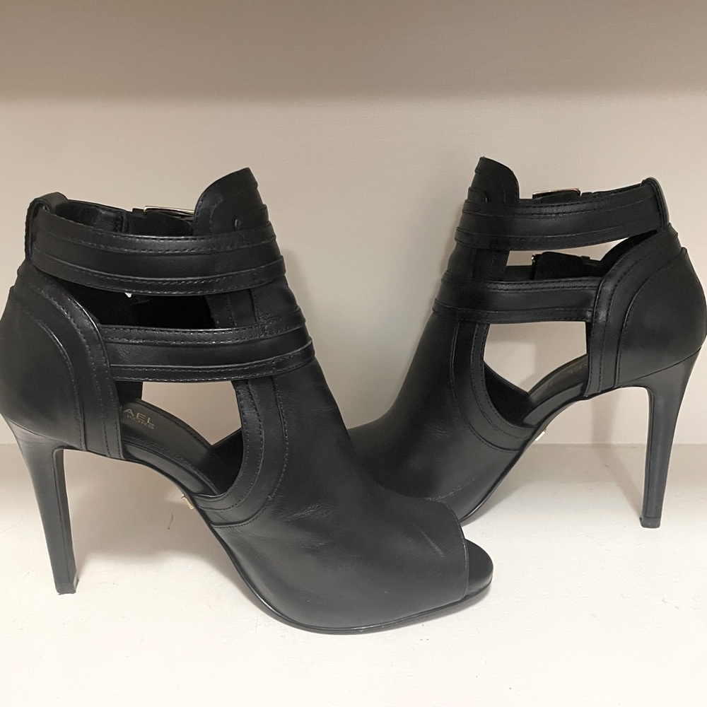 Michael Kors black peep toe heels